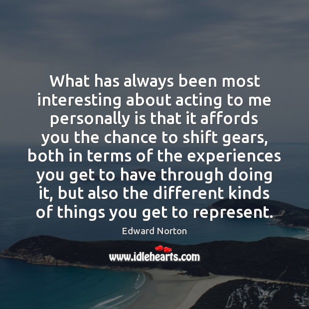What has always been most interesting about acting to me personally is Edward Norton Picture Quote