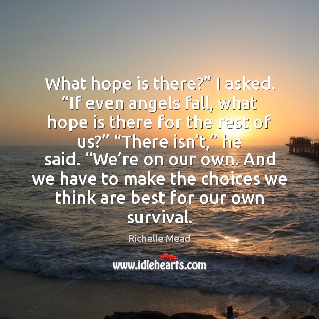 What hope is there?” I asked. “If even angels fall, what hope Richelle Mead Picture Quote