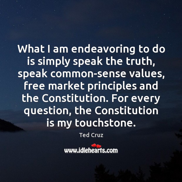 What I am endeavoring to do is simply speak the truth, speak 