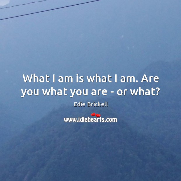 What I am is what I am. Are you what you are – or what? Edie Brickell Picture Quote