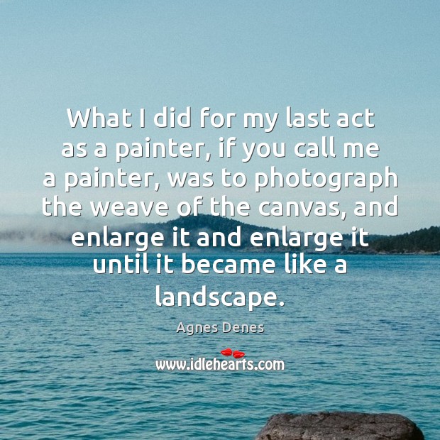 What I did for my last act as a painter, if you Agnes Denes Picture Quote