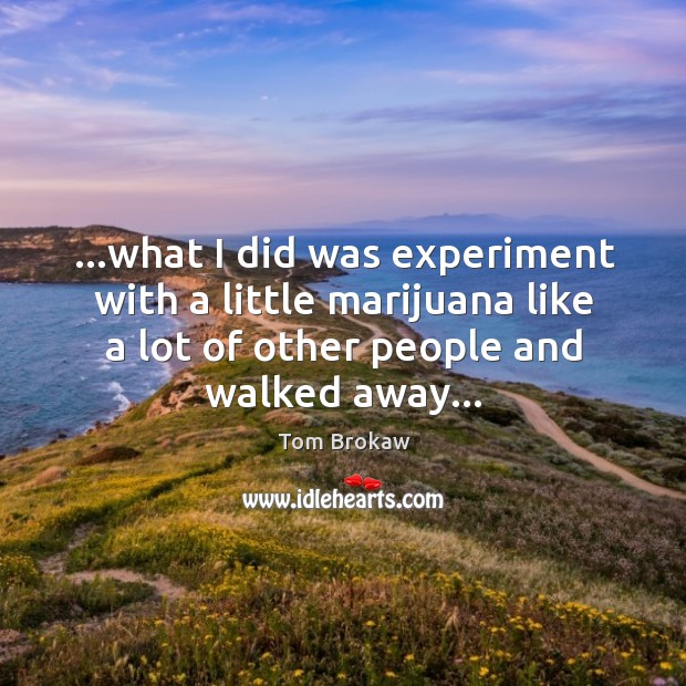 …what I did was experiment with a little marijuana like a lot Tom Brokaw Picture Quote