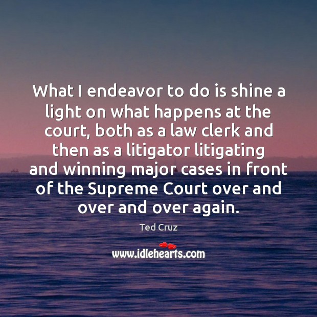 What I endeavor to do is shine a light on what happens Ted Cruz Picture Quote