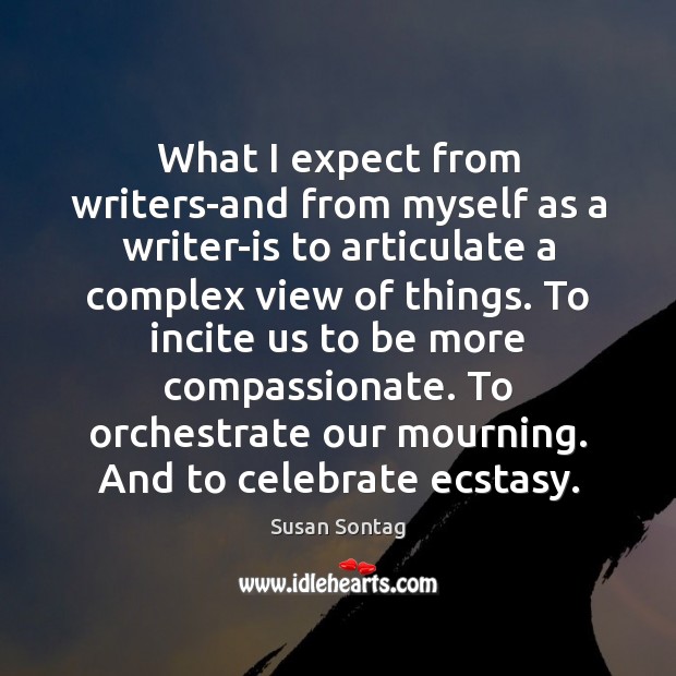 What I expect from writers-and from myself as a writer-is to articulate Image
