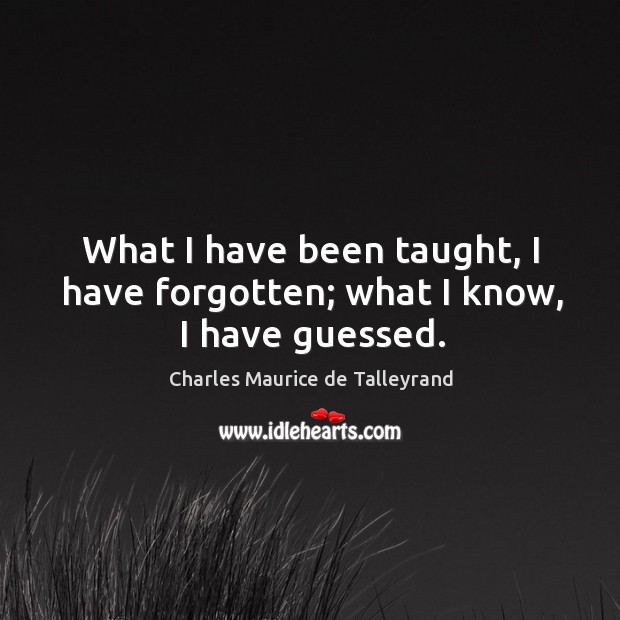 What I have been taught, I have forgotten; what I know, I have guessed. Image