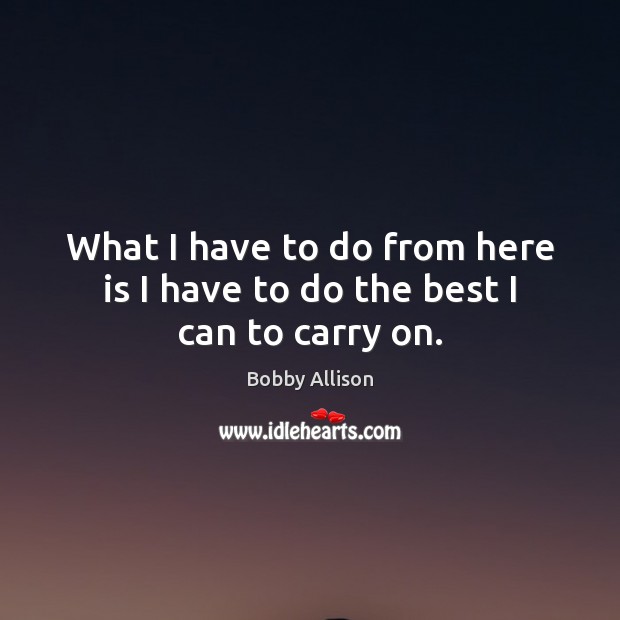 What I have to do from here is I have to do the best I can to carry on. Bobby Allison Picture Quote