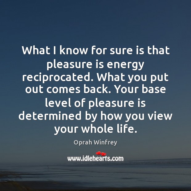 What I know for sure is that pleasure is energy reciprocated. What Oprah Winfrey Picture Quote
