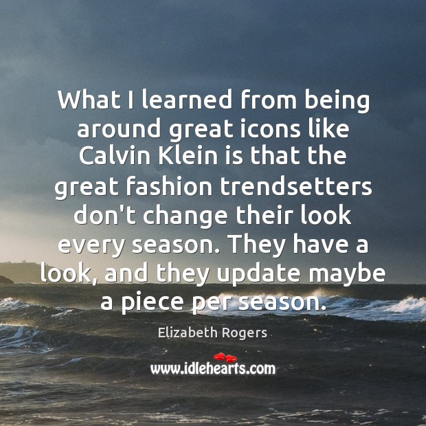 What I learned from being around great icons like Calvin Klein is Elizabeth Rogers Picture Quote