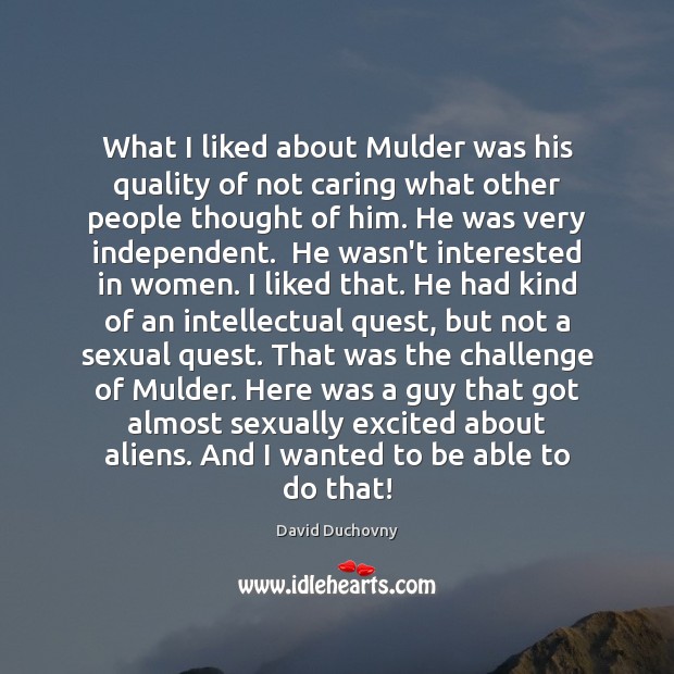 What I liked about Mulder was his quality of not caring what David Duchovny Picture Quote