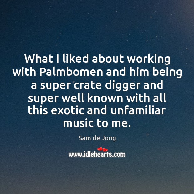 What I liked about working with Palmbomen and him being a super Image