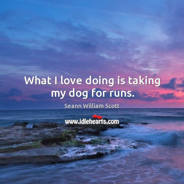 What I love doing is taking my dog for runs. Seann William Scott Picture Quote