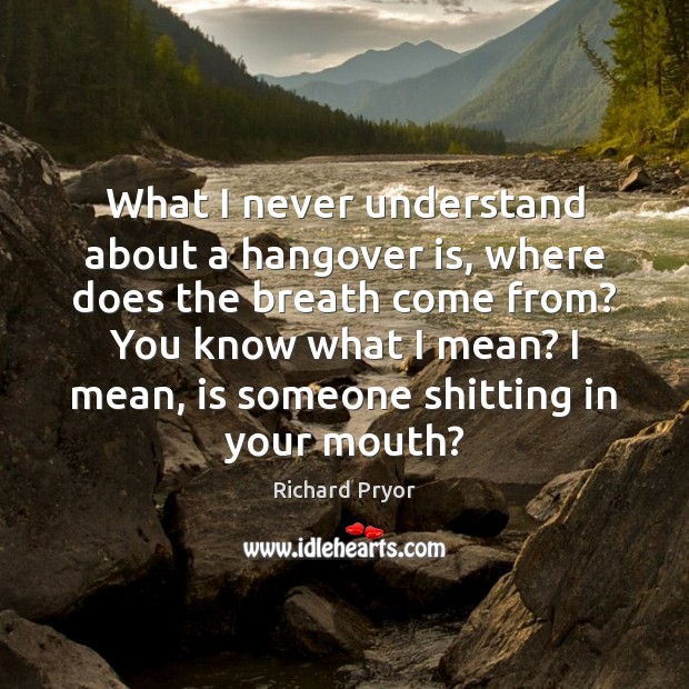 What I never understand about a hangover is, where does the breath Image