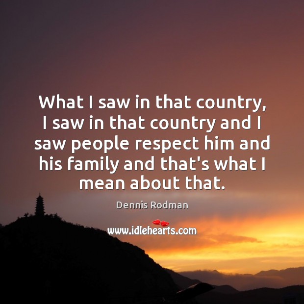 What I saw in that country, I saw in that country and Dennis Rodman Picture Quote