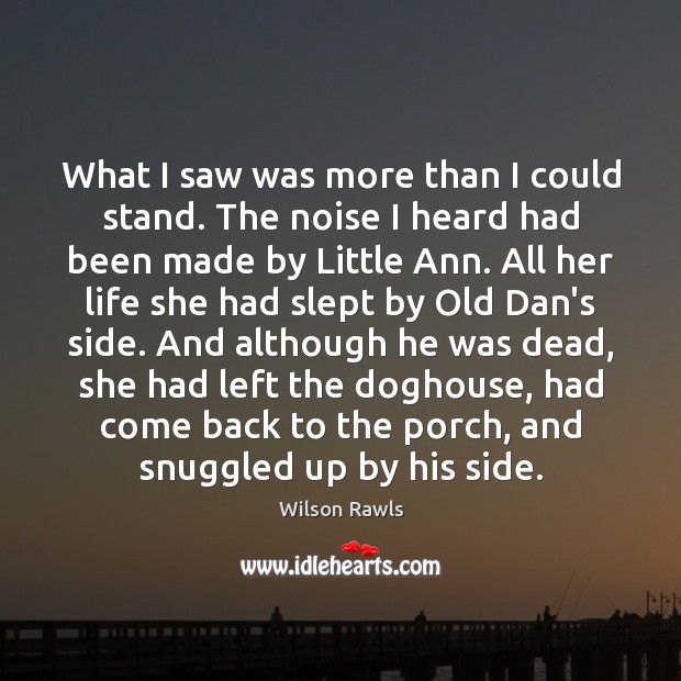 What I saw was more than I could stand. The noise I Wilson Rawls Picture Quote