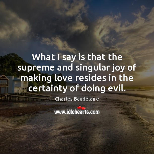 What I say is that the supreme and singular joy of making Making Love Quotes Image