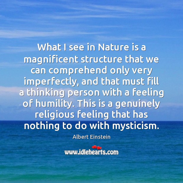 What I see in Nature is a magnificent structure that we can Image