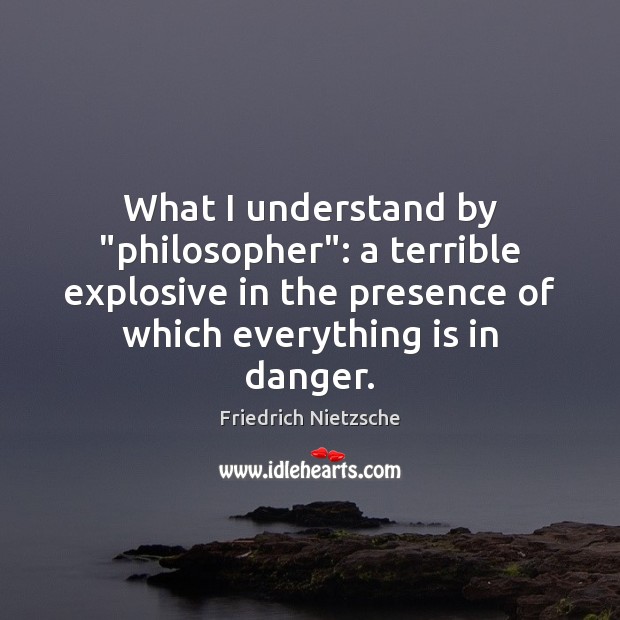 What I understand by “philosopher”: a terrible explosive in the presence of Image
