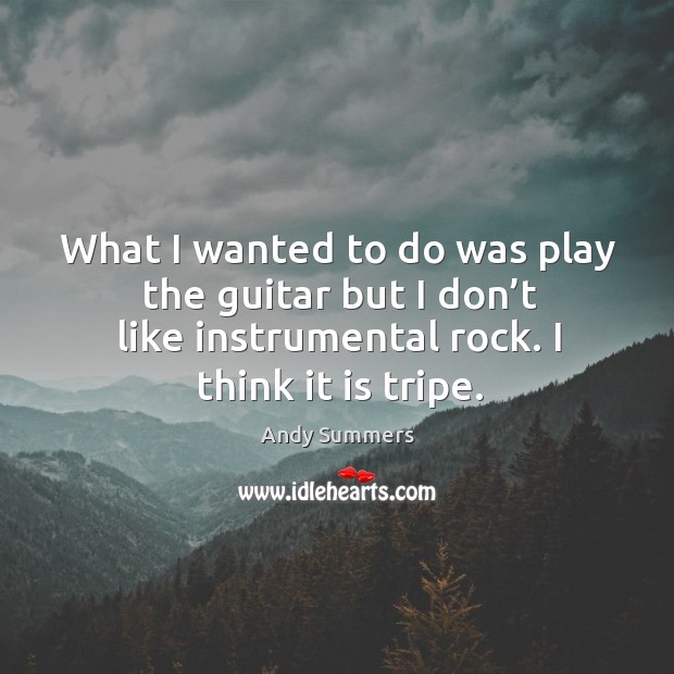 What I wanted to do was play the guitar but I don’t like instrumental rock. I think it is tripe. Andy Summers Picture Quote