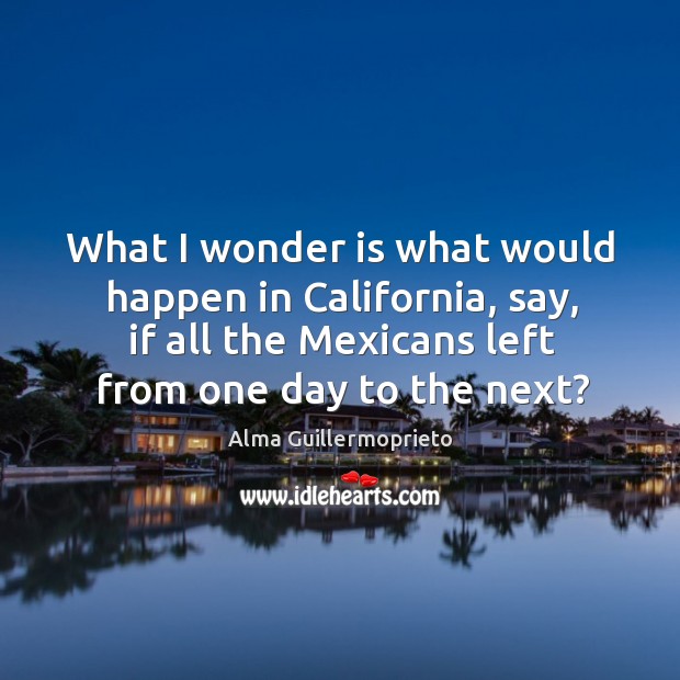 What I wonder is what would happen in California, say, if all Alma Guillermoprieto Picture Quote