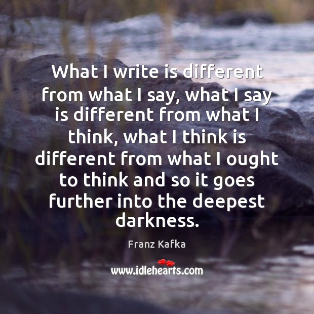 What I write is different from what I say, what I say Franz Kafka Picture Quote