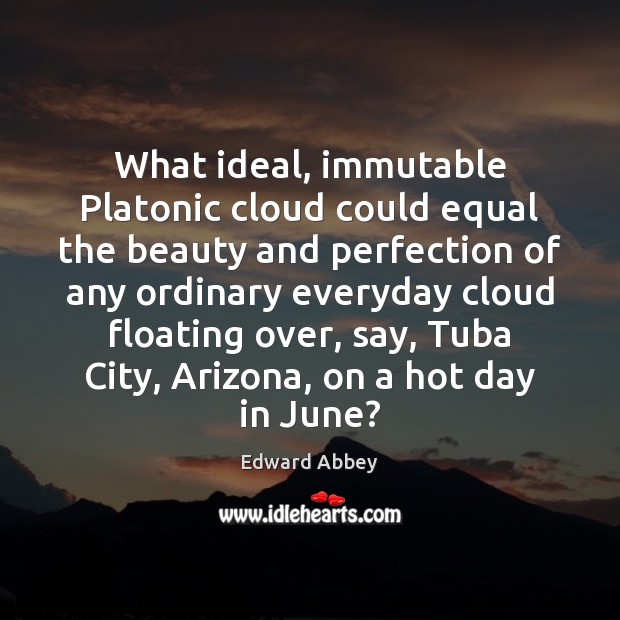 What ideal, immutable Platonic cloud could equal the beauty and perfection of Image