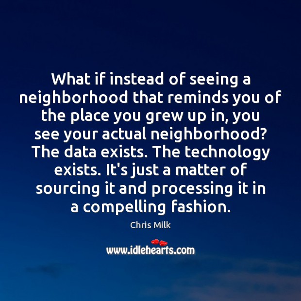 What if instead of seeing a neighborhood that reminds you of the Chris Milk Picture Quote