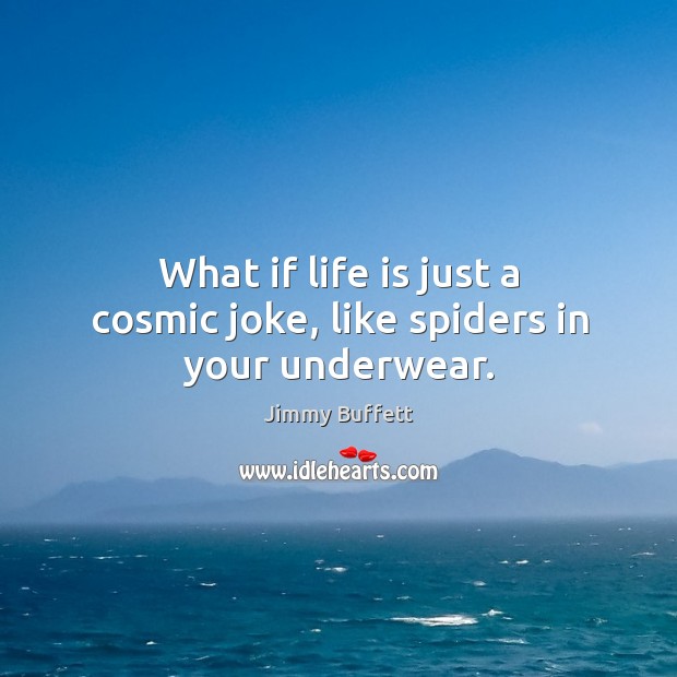 What if life is just a cosmic joke, like spiders in your underwear. Jimmy Buffett Picture Quote