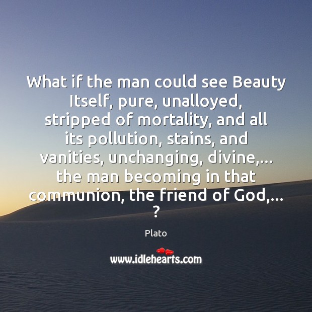 What if the man could see Beauty Itself, pure, unalloyed, stripped of Image