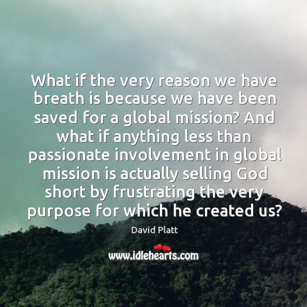 What if the very reason we have breath is because we have David Platt Picture Quote