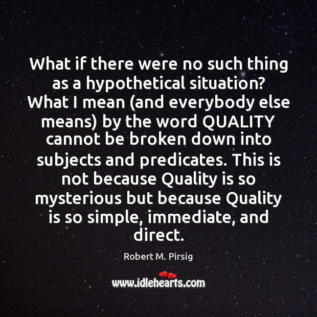 What if there were no such thing as a hypothetical situation? What Robert M. Pirsig Picture Quote