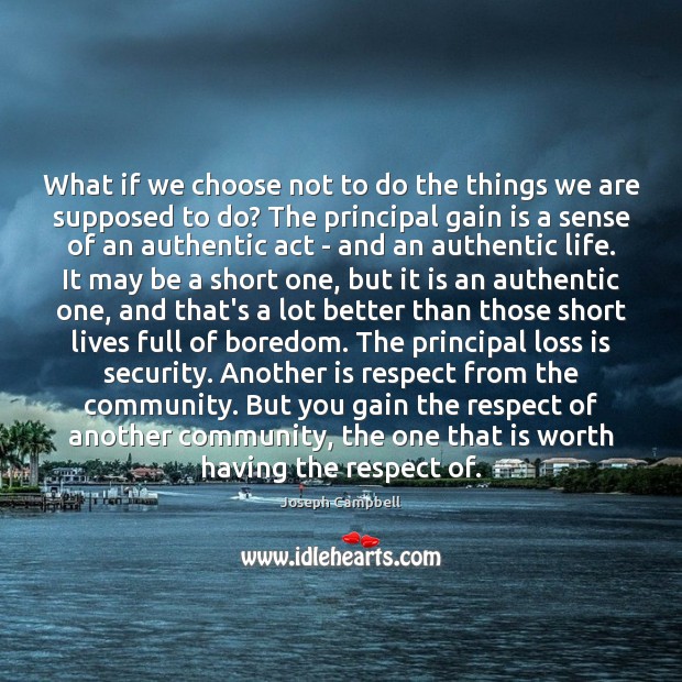 What if we choose not to do the things we are supposed Joseph Campbell Picture Quote