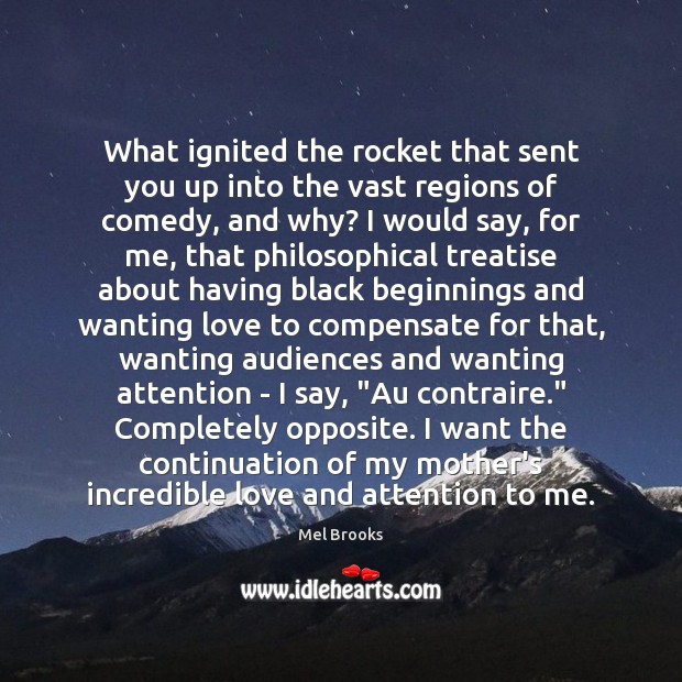 What ignited the rocket that sent you up into the vast regions Mel Brooks Picture Quote