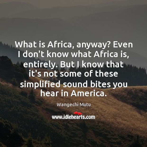 What is Africa, anyway? Even I don’t know what Africa is, entirely. Wangechi Mutu Picture Quote