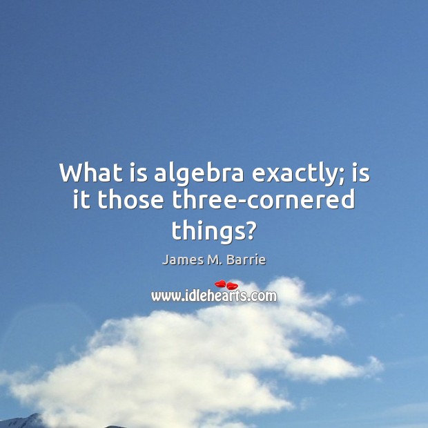 What is algebra exactly; is it those three-cornered things? James M. Barrie Picture Quote