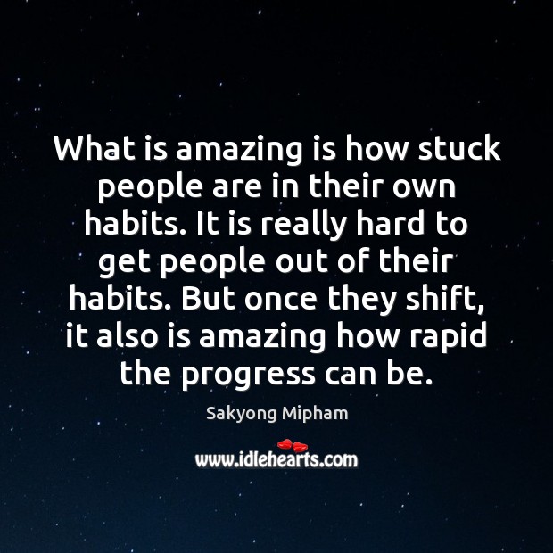 What is amazing is how stuck people are in their own habits. Sakyong Mipham Picture Quote