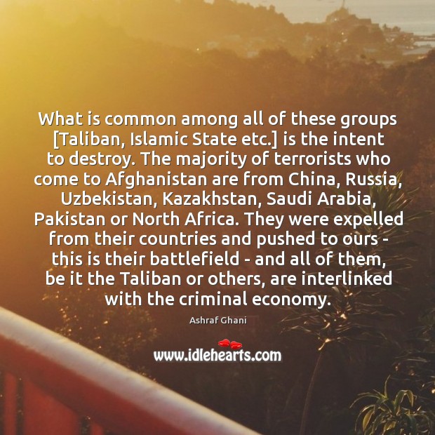 What is common among all of these groups [Taliban, Islamic State etc.] Image