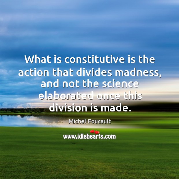 What is constitutive is the action that divides madness, and not the Image