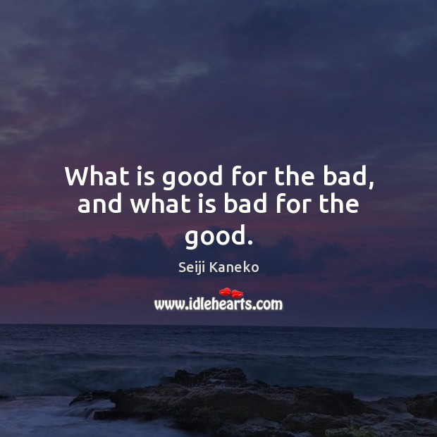 What is good for the bad, and what is bad for the good. Seiji Kaneko Picture Quote
