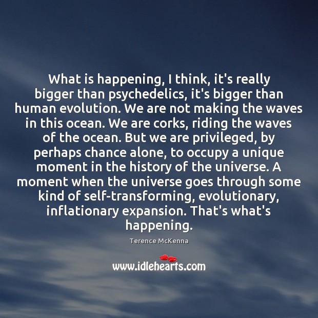 What is happening, I think, it’s really bigger than psychedelics, it’s bigger Terence McKenna Picture Quote