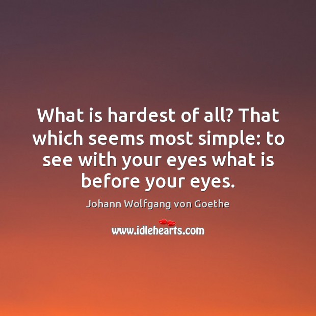 What is hardest of all? That which seems most simple: to see Image