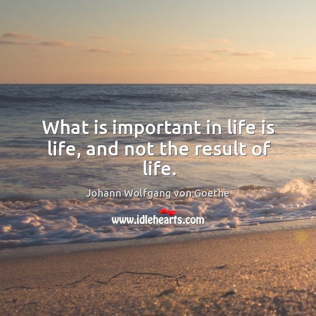 What is important in life is life, and not the result of life. Image