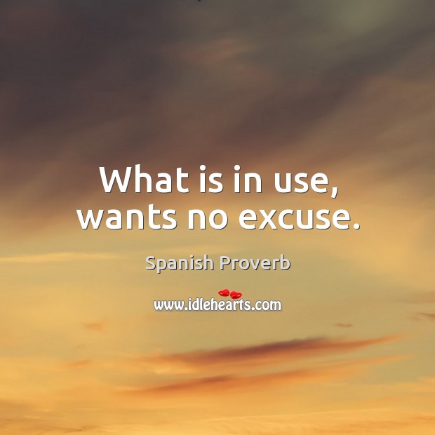 What is in use, wants no excuse. Image