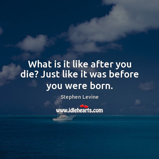 What is it like after you die? Just like it was before you were born. Stephen Levine Picture Quote