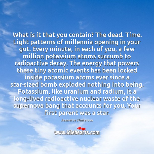 What is it that you contain? The dead. Time. Light patterns of Image