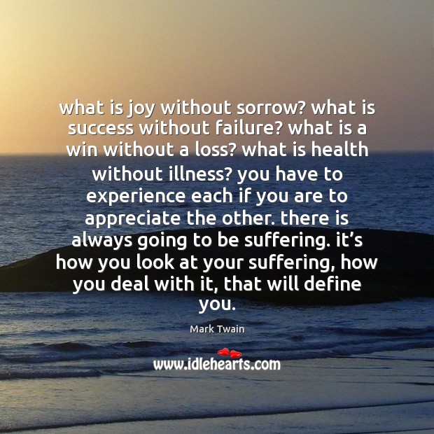 What is joy without sorrow? what is success without failure? what is Mark Twain Picture Quote