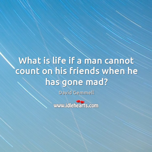 What is life if a man cannot count on his friends when he has gone mad? David Gemmell Picture Quote