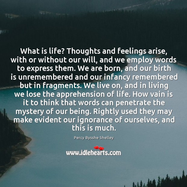 What is life? Thoughts and feelings arise, with or without our will, 