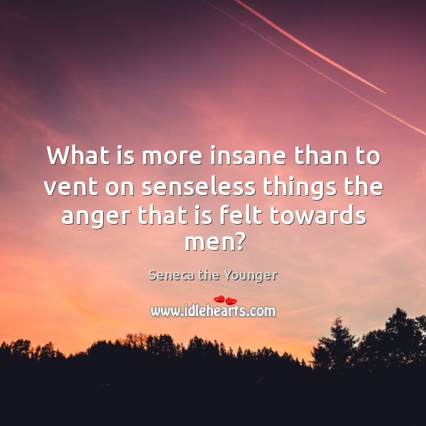 What is more insane than to vent on senseless things the anger that is felt towards men? Image