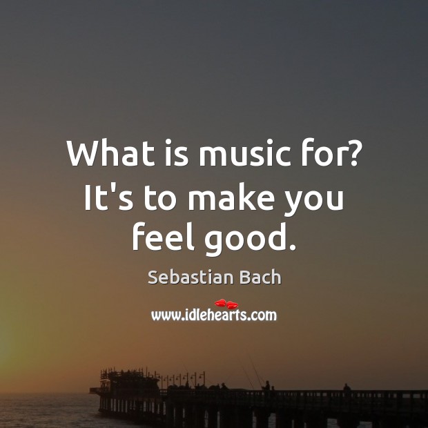 What is music for? It’s to make you feel good. Sebastian Bach Picture Quote