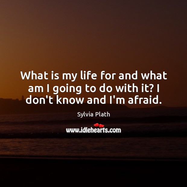 What is my life for and what am I going to do with it? I don’t know and I’m afraid. Sylvia Plath Picture Quote
